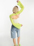 Фото #3 товара COLLUSION fine knit long sleeve beach shrug in yellow