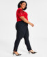 Фото #3 товара Plus Size High Rise Pull-On Slit Ankle Ponte Pants, Created for Macy's