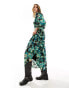 InWear Cisira long sleeve midi dress in blue floral print Grüne schwebende Blume, 36 - фото #2