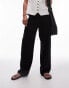 Фото #4 товара Topshop low slung linen button trouser in black