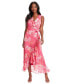 ფოტო #1 პროდუქტის Petite Printed Side-Tie Faux-Wrap Ruffle Dress