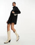 Фото #4 товара ASOS DESIGN supersoft volume sleeve roll neck mini jumper dress in black