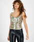 Фото #1 товара Women's Karli Metallic Foil Cowl Neck Top