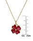 Simulated Ruby Hearts Charm Spinning Clover Pendant Necklace