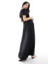 The Frolic yasha tie detail maxi beach dress in black