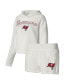 ფოტო #1 პროდუქტის Women's White Tampa Bay Buccaneers Fluffy Pullover Sweatshirt and Shorts Sleep Set