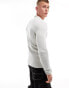 ASOS DESIGN – Essential – Körperbetonter Basic-Pullover aus Rippstrick in Hellgrau mit Polokragen