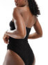 Фото #5 товара South Beach textured bandeau ring front cut out swimsuit in black