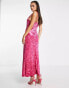 Фото #4 товара Vila velvet midi cami dress in pink burnout animal print