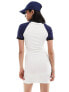 ASOS DESIGN short sleeve rugby collar mini dress in white and navy