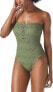 Фото #1 товара Vince Camuto 283928 Crochet Bandeau One-Piece Safari Green, Size 10