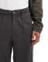 Selected Homme wide fit pleated trouser in grey