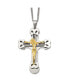 Фото #1 товара Chisel brushed Yellow IP-plated Cable Crucifix Pendant Curb Chain