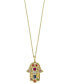 ფოტო #3 პროდუქტის EFFY® Multi-Gemstone (5/8 ct. t.w.) & Diamond Accent Hamsa Hand 18" Pendant Necklace in 14k Gold