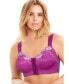 Фото #1 товара Plus Size Front-Close Embroidered Wireless Posture Bra