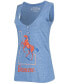 Фото #2 товара Women's Heathered Royal Boise State Broncos Relaxed Henley Tri-Blend V-Neck Tank Top