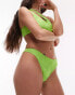 Фото #8 товара Topshop hibiscus jacquard high leg bikini bottoms in bright green