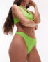 Фото #4 товара Topshop hibiscus jacquard high leg bikini bottoms in bright green