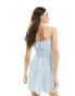 Фото #4 товара ASOS DESIGN ruched bust denim mini sundress in bleach wash