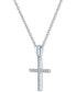 Diamond Accent Cross Pendant Necklace in Sterling Silver, 16" + 2" extender