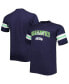 Фото #1 товара Men's College Navy Seattle Seahawks Big and Tall Arm Stripe T-shirt