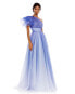 Фото #8 товара Women's Glitter Ombre Ruffled One Shoulder Ball gown