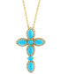 ფოტო #2 პროდუქტის EFFY® Turquoise & Diamond (1/5 ct. tw.) Cross 18" Pendant Necklace in 14k Gold