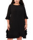 Plus Size Pleated Ruffle Dress