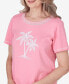 Фото #3 товара Petite Miami Beach Embroidered Palm Tree Short Sleeve Top