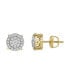 ფოტო #3 პროდუქტის Round Cut Natural Certified Diamond (0.5 cttw) 14k Yellow Gold Earrings Concentric Circle Design