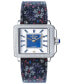 ფოტო #1 პროდუქტის Women's Padova Gemstone Floral Swiss Quartz Italian Blue Leather Strap Watch 30mm