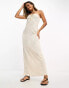 ASOS DESIGN knitted bandeau crochet midi dress ivory