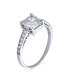 ფოტო #2 პროდუქტის Classic Timeless 2.5CT AAA CZ Square Brilliant Princess Cut Solitaire Engagement Ring For Women Sterling Silver Cubic Zirconia Pave Side Stone Band