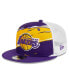 Фото #1 товара Men's Purple, White Los Angeles Lakers Tear Trucker 9FIFTY Adjustable Hat