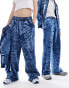 Фото #4 товара COLLUSION Unisex relaxed skate joggers in blue wash co-ord