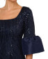 Фото #3 товара Women's Sequin-Embroidered Bell-Sleeve Dress