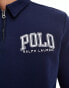 Polo Ralph Lauren collegiate logo half zip fleece sweatshirt classic oversized fit in navy