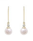 ფოტო #3 პროდუქტის Cultured Freshwater Pearl with Diamond Accent Earrings in 14K Yellow Gold