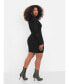 Фото #2 товара Women's Plus Size Believe Me Mesh Long Sleeve Mini Bodycon Dress