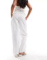 Фото #4 товара Pull&Bear drawstring hem relaxed poplin trouser in white