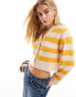 Фото #1 товара & Other Stories alpaca and merino wool blend cropped cardigan in pink and orange stripe