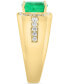 ფოტო #3 პროდუქტის EFFY® Men's Emerald (2-1/5 ct. t.w.) & Diamond (1/2 ct. t.w.) Halo Ring in 14k Gold