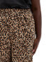 Yours wide leg pull on trousers in leopard print