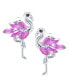 Pink Cubic Zirconia Flamingo Earrings in Sterling Silver