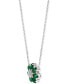 Emerald (1-1/20 ct. t.w.) & Diamond (1/20 ct. t.w.) Flower 16" Pendant Necklace in 14k White Gold (Also in Sapphire)