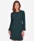 Фото #4 товара Women's Plaid Long-Sleeve Bow-Cuff Dress