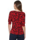 Women's Floral Print Puff-Sleeve Top