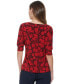 ფოტო #2 პროდუქტის Women's Floral Print Puff-Sleeve Top