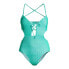 Фото #4 товара No Boundaries Juniors' Mint Jade Ribbed One-Piece Swimsuit size M (7-9)