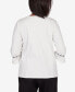 Women's Opposites Attract Embroidered Leaf Keyhole Neck Top